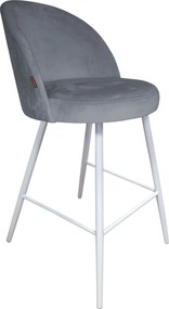 Hoker TRIX krzesło barowe tkanina Welur podstawa metalowa : Kolor nogi - Biały stożek, Kolor tkaniny - VELVET - BL14, Typ siedziska - Siedzisko stałe