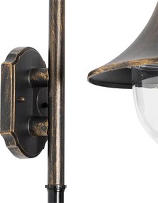 Lampa ścienna zewnętrzna antyczne złoto IP44 z czujnikiem ruchu - Daphne