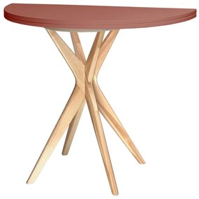 Stół półokrągły CUTTI 90x90 rozkładany koralowy/jesion RAGABA