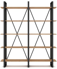 Czarno-naturalny regał w dekorze dębu 150x180 cm Aviva – Marckeric
