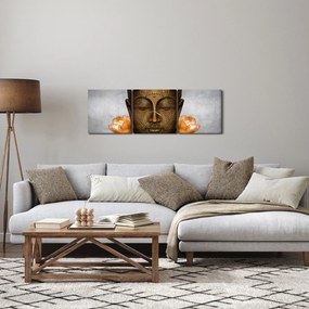 Obraz posągu ze szczegółami twarzy (z zegarem) (90x30 cm)