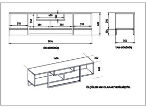 Biała szafka pod TV w dekorze dębu 149x40 cm Asal – Kalune Design