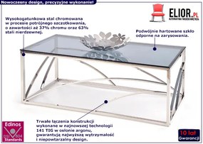 Szklana ława w stylu glamour Goldea 2X - Srebrna