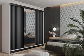 Szafa przesuwna z lustrem lamele MALANI 200 - biały + grafit