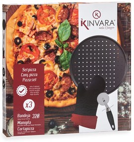 Zestaw do pizzy: blaszka Ø 32 cm, nożyk do pizzy i rękawica