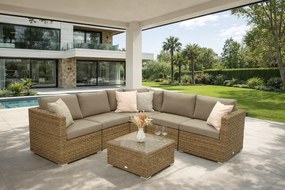 Zestaw rattanowy MALIBU dla 5 osób (beżowo-brązowy)