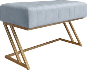 Ławka ZETA tkanina Welur loft ławka metal : Kolor Stelaża - Złoty, Kolor tkaniny - VELVET - BL06, Typ tkaniny - Velvet