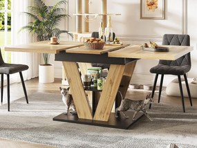 Stolik rozkładany jadalniany 110/140x80x75 cm - Dla 6 osób - MDF + metal - Kolor naturalny