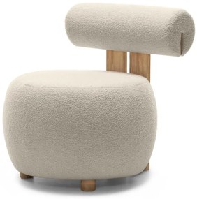 Beżowy designerski fotel HANNA, dąb