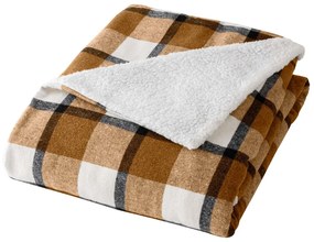 Brązowy koc z materiału sherpa 125x150 cm Ecossais – douceur d'intérieur