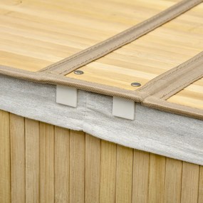 HOMCOM Kosz na bieliznę 100L z wyjmowaną ławą do prania 62,5 cm x 37 cm x 60,5 cm Naturalny + Biały