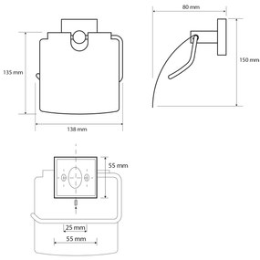 SAPHO XQ700 X-Square uchwyt na papier toaletowy zpokrywą, srebrny