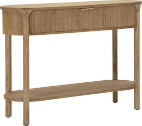 Konsola Göteborg, 110x40x80 cm – drewno jodłowe, płyta MDF i żelazo – nowoczesny i naturalny design do przedpokoju i salonu