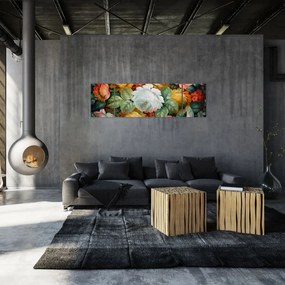 Obraz namalowanego bukietu kwiatów (170x50 cm)