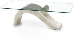 Dove - Stolik kawowy (120 x 70 x 40 - Przezroczysty) ze szkła hartowanego w kolorze beżowym