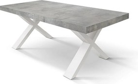 Stół drewniany cementowo-szary, białe nogi, wym.180x90-260x90cm - AMALFI