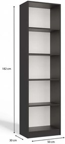 Wysoki regał 50 cm antracyt - Subtil