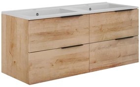 Szafka łazienkowa wisząca  z umywalką do zabudowy- Jasny naturalny - 120 cm - NISAYA