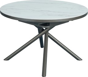 Stół do jadalni rozkładany dla 4-6 osób z ceramiki, MDF i metalu - Efekt białego marmuru i brązu - FEROLA