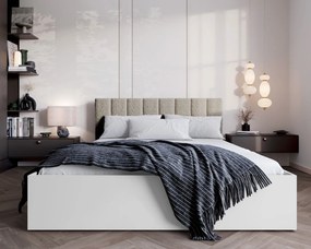 Białe łóżko z zagłówkiem tapicerowanym boucle 120x200 - Berigi 3X