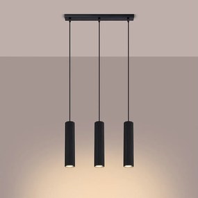 Lampa wisząca minimalistyczny Gloow, aluminium - 3 źródło światła 3000K - L.45 x H.98 cm - czarny