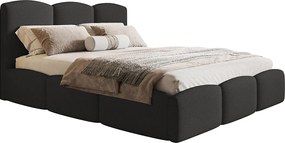 Emporius Roma Slim łóżko 180x200 z grubej pianki - łóżko dwuosobowe z pojemnikiem i stelażem - nowoczesne łóżko 180 x 200, boucle czarny (Anthology 19)