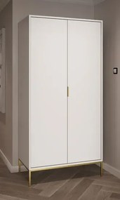 Biała szafa w stylu glamour ze złotymi detalami Edna 2X