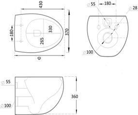 Mexen Egg miska wc Rimless z deską wolnoopadającą slim, duroplast, czarna mat - 30245070