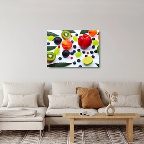 Obraz na szkle - owoce z kroplami wody (70x50 cm)