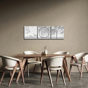 Obraz - Łąka z jeleniami (z zegarem) (90x30 cm)