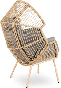 Fotel Ogrodowy CEZARE Wypoczynkowy Kokon Szary Nowoczesny Boho