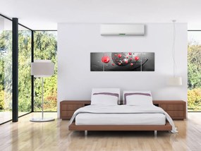 Obraz czerwonych abstrakcyjnych kul (170x50 cm)