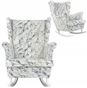 Fotel uszak bujany print marmur elegancki urodziny