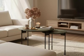 Stolik kawowy Sonatia 60 cm okrągły na metalowych nogach - oliwka