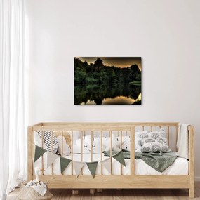 Obraz jeziora przy lesie (70x50 cm)