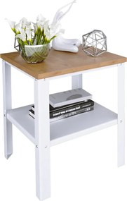 Industrialny stolik kawowy biały + dąb lancelot H3-P64