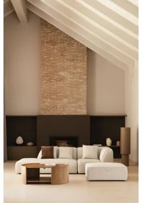 Narożna Sofa Modułowa Cardea 2-częściowa Z Leżanką Po Lewej Stronie I Tapicerowanym Pufem Tkanina Bouclé W Kolorze Kremowo-beżowym - Sklum