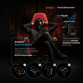 Fotel gamingowy Diablo X.Eye Prime, Normal Size, Bloody Mary