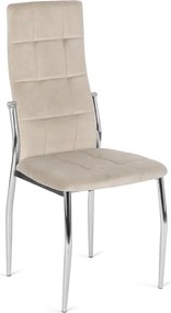 Krzesło Tapicerowane do Jadalni MOLLY Beżowe Welurowe Nowoczesne