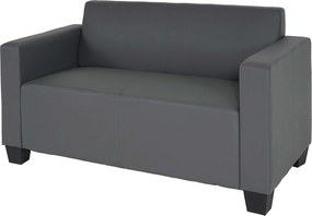 Sofa dwuosobowa Moncalieri ze sztucznej skóry,  ciemnoszara