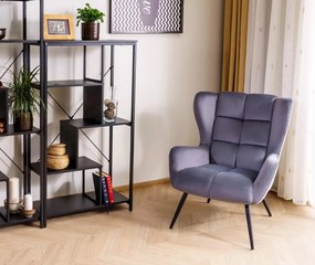 Aksamitny fotel do salonu z pikowaniem Louis Velvet Signal