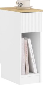 Wąski stolik nocny SoBuy FBT111-W z falistą szufladą, 20x35x60 cm