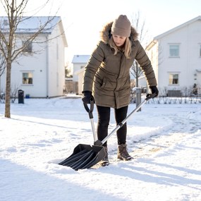Outsunny Łopata do śniegu 45 cm, tworzywowa łyżka z ergonomicznym uchwytem dodatkowym, odśnieżarka z trzonem aluminiowym i metalową krawędzią | Aosom PL