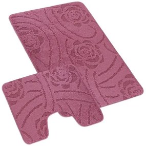 Bellatex Zestaw dywaników łazienkowych Bany z wycięciem Róża liliowa, 60 x 100 cm, 60 x 50 cm
