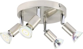 NETTLIFE 4 reflektory sufitowe LED regulowane 350° GU10 w kolorze niklu, nowoczesna lampa do salonu sypialnia kuchnia jadalnia przedpokój max 4x25W