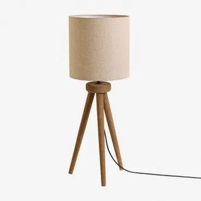 Lampa Stołowa Simona Z Drewna Mango Drewno Mango & Jasny Piaskowy Brąz Ø30 Cm - ↑30 Cm Arlina - Sklum
