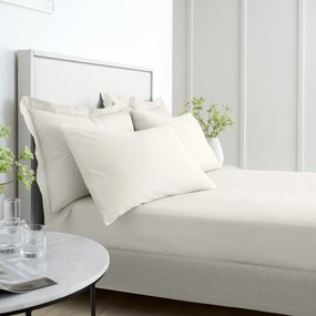 Kremowe prześcieradło z perkalu bawełnianego z gumką 90x190 cm Cotton Percale – Bianca