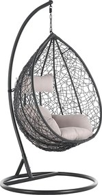 Wiszący fotel z plecionej żywicy - Antracytowy - CAMPLI od MYLIA