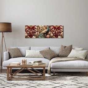 Obraz – Elegancki paw (z zegarem) (90x30 cm)
