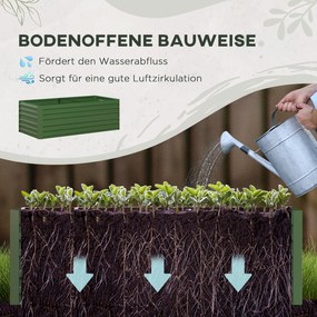 Outsunny Plantator, Wygodny kwietnik do sadzenia, pielęgnacji i uprawy, Wysoka grządka, Stal, Zielony